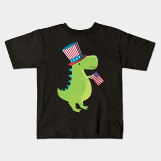 4th of July USA T-rex Kids T-Shirt